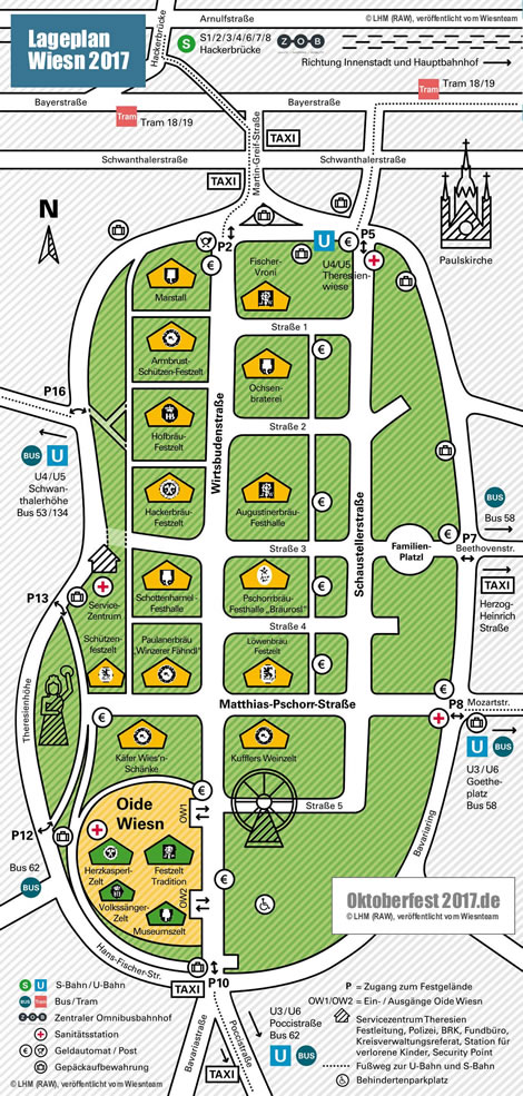 Oktoberfest - Lageplan Theresienwiese - Plan der Stadt München (RAW)